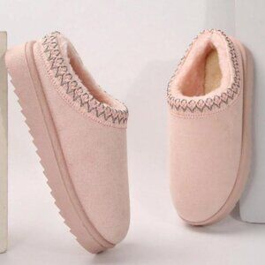 Women's Platform Snow Boots Soft Pink Faux Suede Slippers Size EU 36